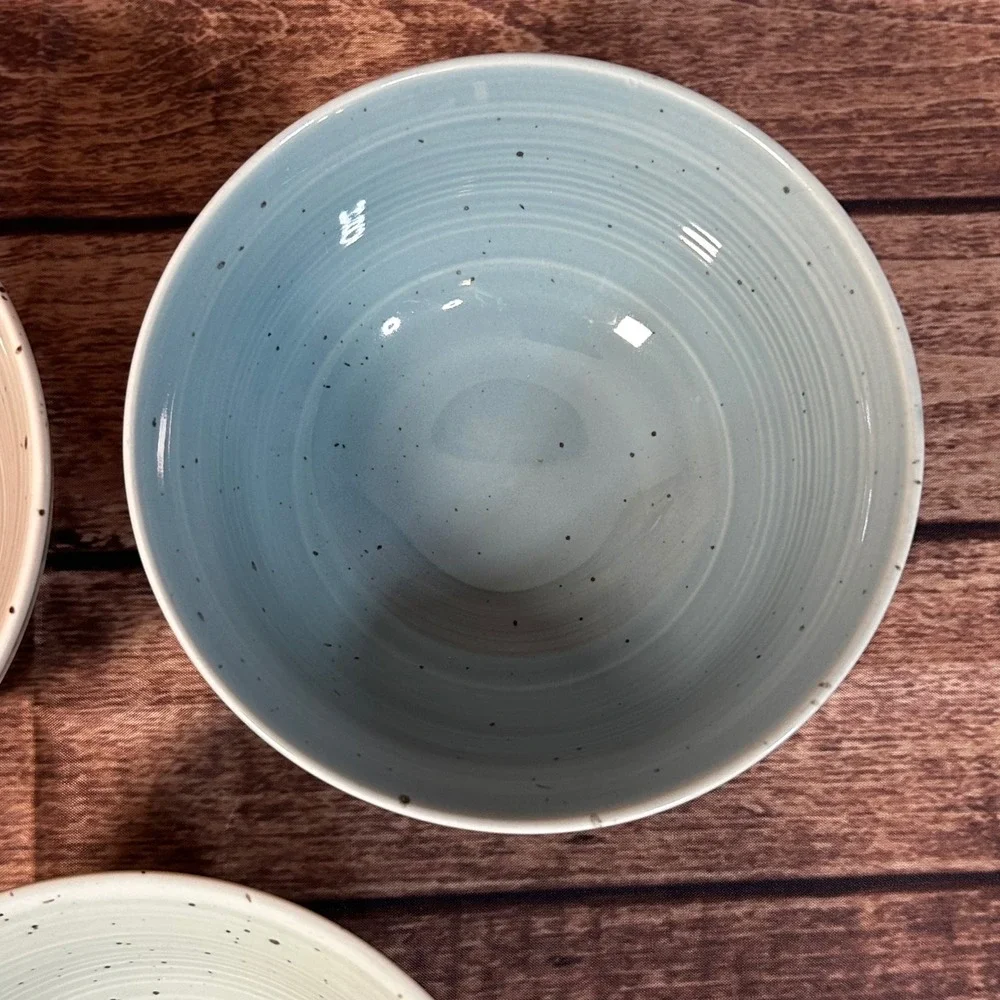 Sango Siterra Artist's Blend Speckled Soup Cereal Stoneware Bowls Set of 3 6